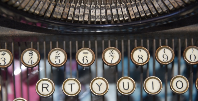Typewriter keys and hammers with letters from an early 20th-century typewriter